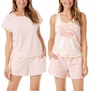 Lucky Brand Women's 3Pieces Tee Tank & Shorts Pajama Set Light Pink Small NWT